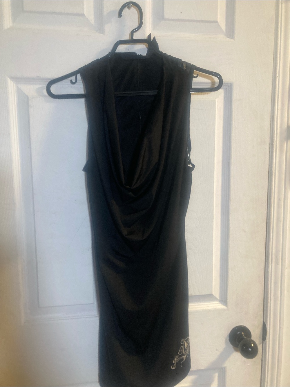 SO NICE Black Sleeveless Cowl Neck Mini Dress